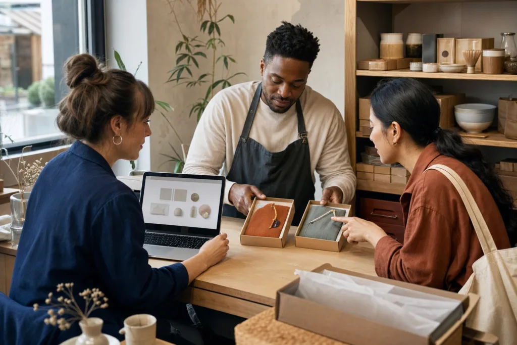 Returning customer confirming two tailored options with a small online retailer using preferences the customer knowingly provided