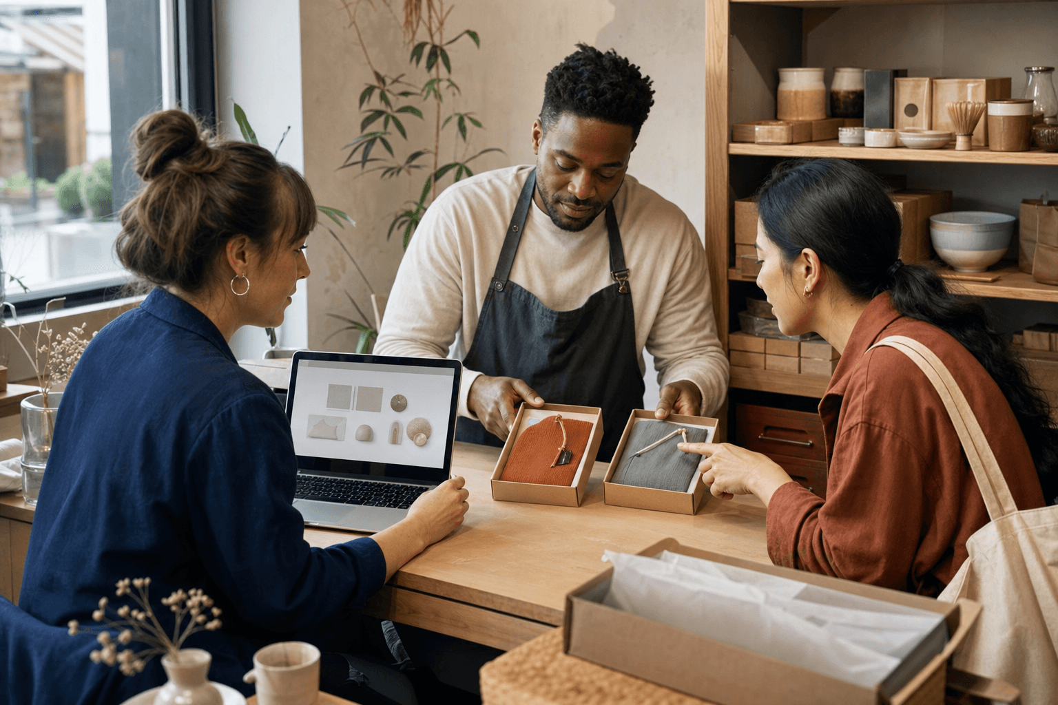 Returning customer confirming two tailored options with a small online retailer using preferences the customer knowingly provided